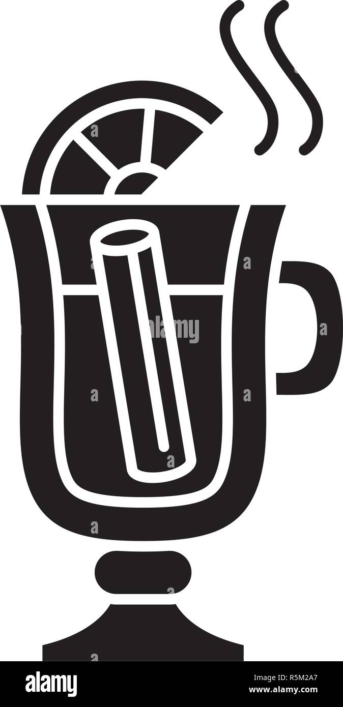 Hausgemachten Glühwein schwarze Symbol, Vektor Zeichen auf isolierten Hintergrund. Hausgemachten Glühwein Konzept Symbol, Abbildung Stock Vektor