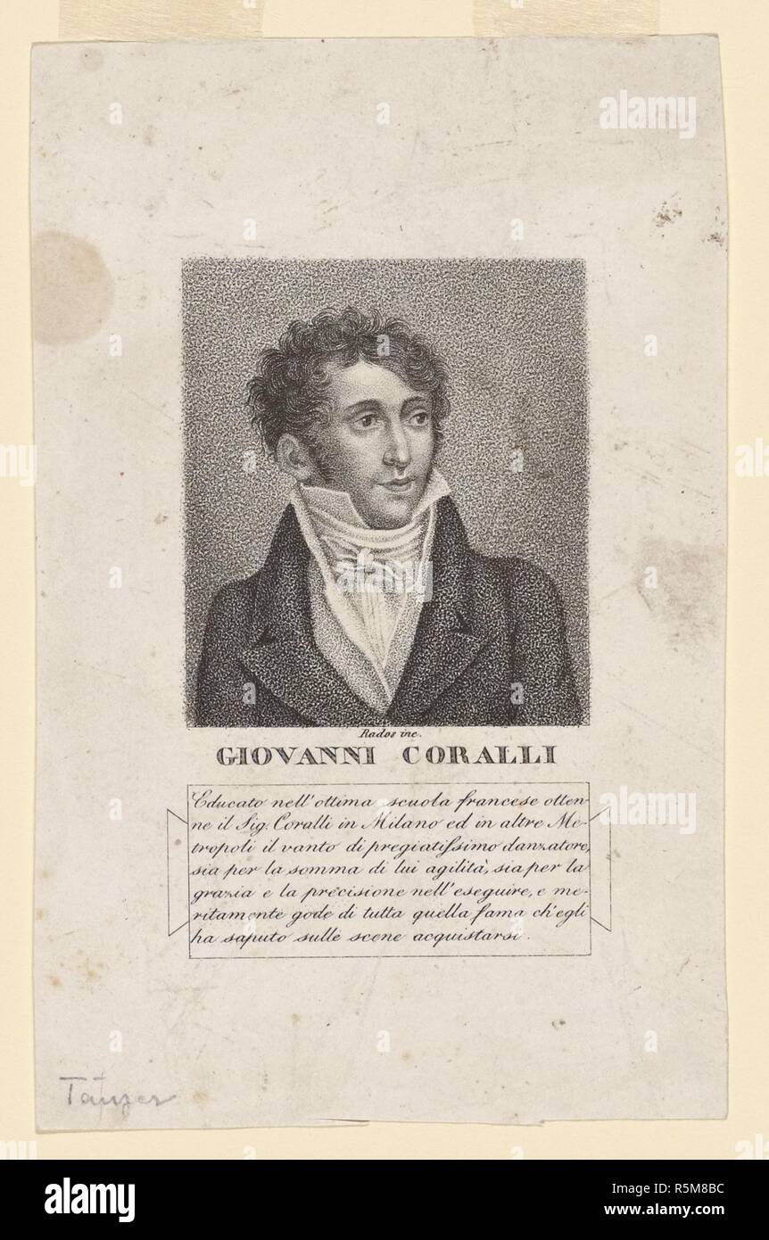 Porträt von Jean Coralli (1779-1854). Museum: private Sammlung. Autor: RADOS, Luigi. Stockfoto