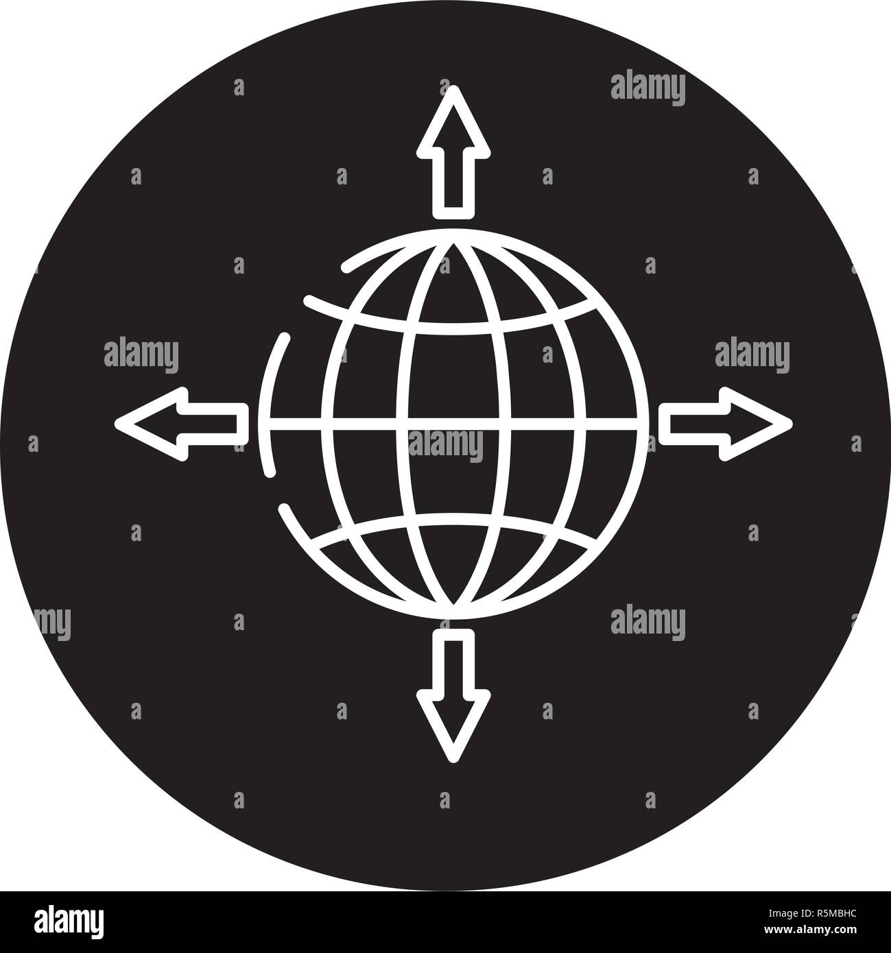 Globale Vertriebskanäle schwarze Symbol, Vektor Zeichen auf isolierten Hintergrund. Globale Vertriebskanäle Konzept Symbol, Abbildung Stock Vektor