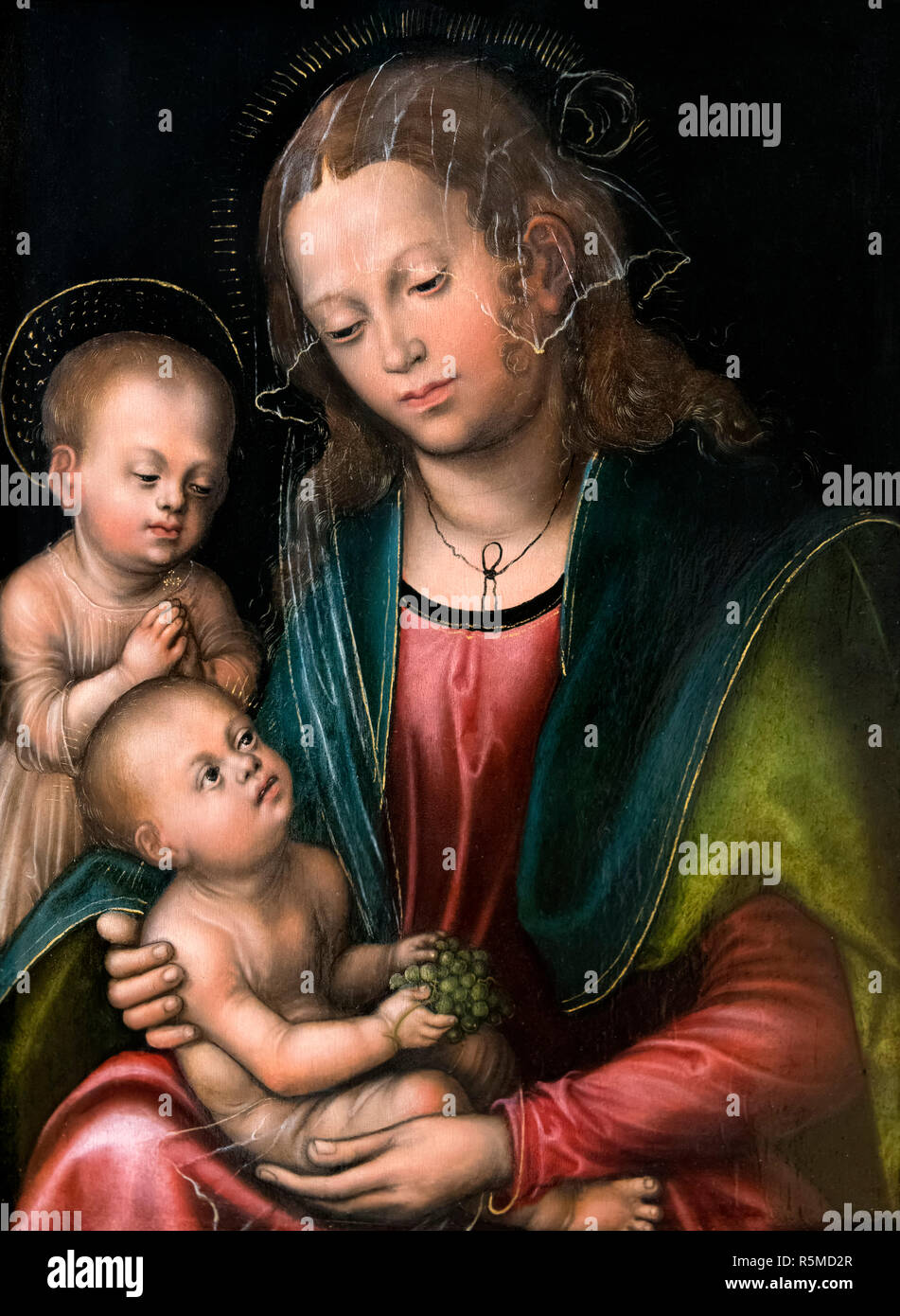 Die Jungfrau und Kind liebte durch den Säugling St John von Lucas Cranach dem Älteren (1472-1553), Öl auf Leinwand, 1512-14 Stockfoto