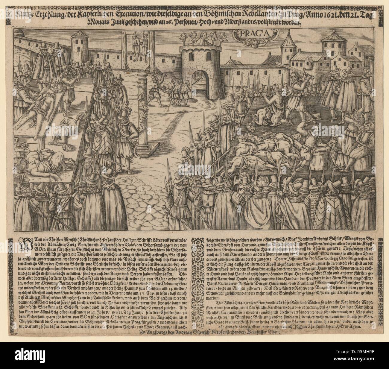 Ausführung von 27 protestantischen Führer auf dem Altstädter Ring in Prag am 21. Juni 1621. Museum: private Sammlung. Autor: anonym. Stockfoto