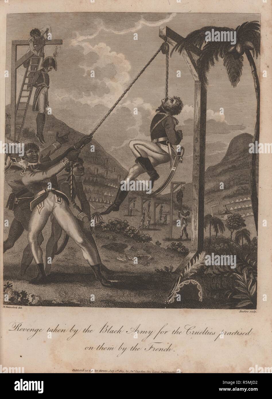 Die haitianische Revolution. Slave Rebellion in der Nacht des 21. August 1791. Museum: private Sammlung. Autor: RAINSFORD, Marcus. Stockfoto