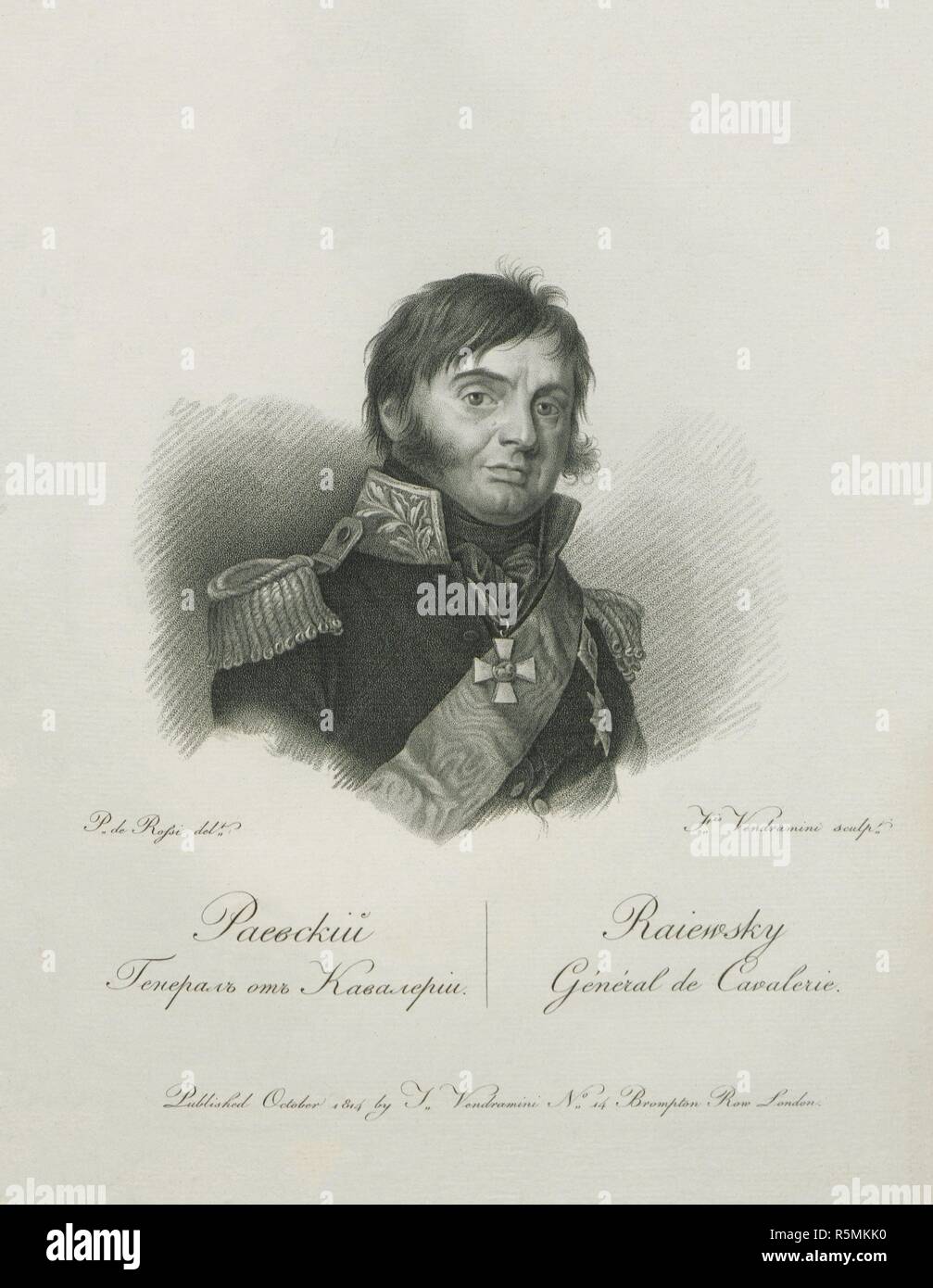 Portrait von Nikolaj Nikolajewitsch Raevsky (1771-1829). Museum: private Sammlung. Autor: Vendramini, Francesco. Stockfoto