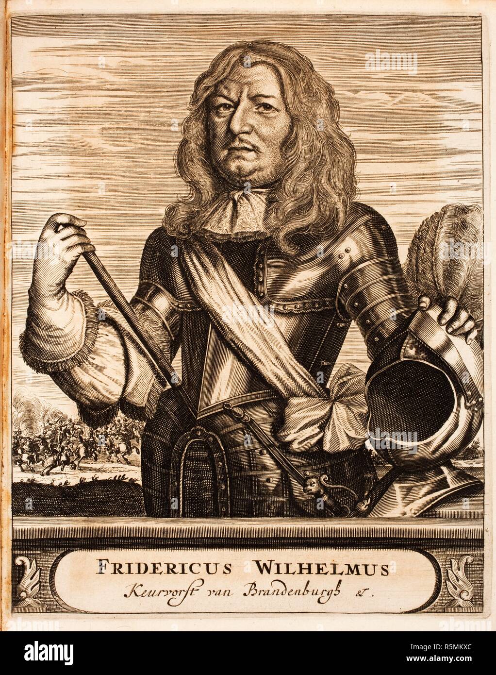 Porträt von Friedrich Wilhelm (1620-1688), Kurfürst von Brandenburg und Herzog von Preußen (Aus: Schauplatz des Krieges). Museum: Bibliotheek van het Vredespaleis, Den Haag. Autor: anonym. Stockfoto