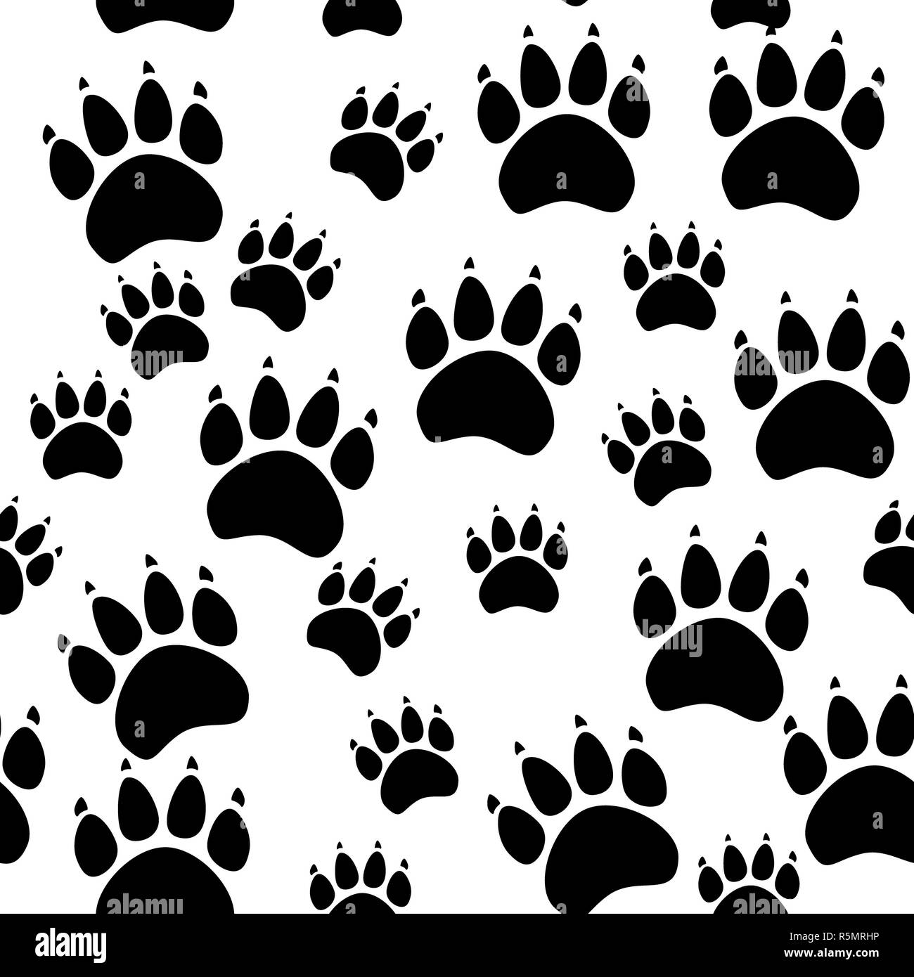 Katze oder Hund Pfote Musterdesign - Vektor Tier Fußabdruck Textur. Vektor-Illustration. Stockfoto