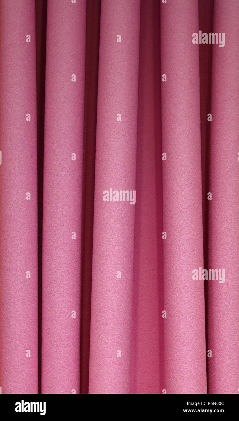 Schwere Rosa Filz Plissee Textil Vorhang Hintergrund Stockfoto