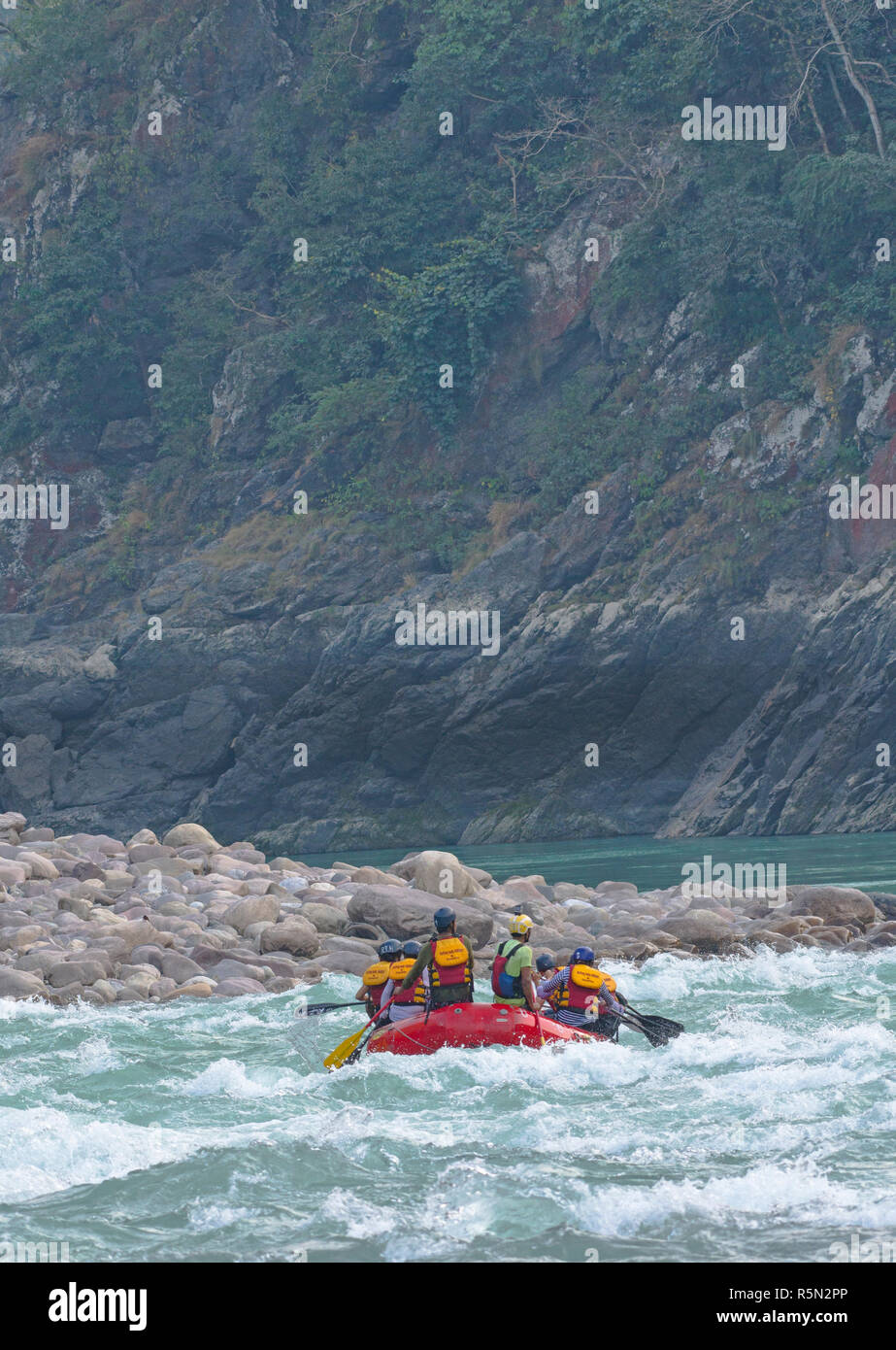 Rafting in Rishikesh Stockfoto