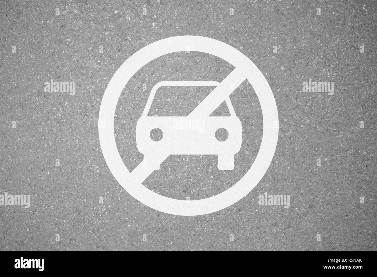 Kein Auto auf Asphalt Straße für den Umweltschutz Kampagne. Stockfoto