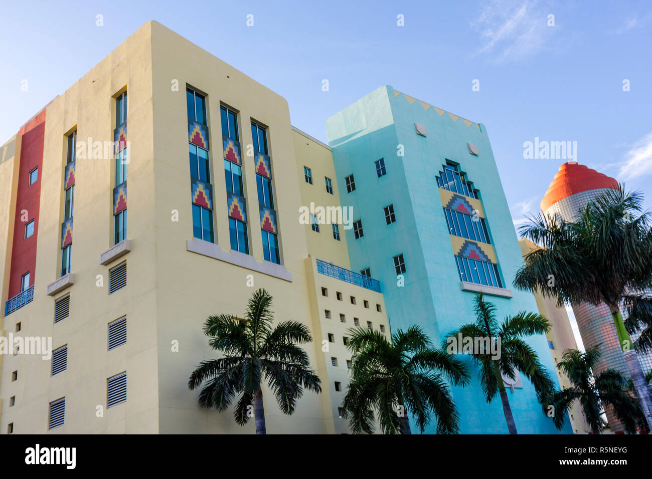 Miami Beach Florida, Washington Avenue, Bürogebäude, Gewerbeimmobilien, Architekturdesign, Palmen, FL090930106 Stockfoto
