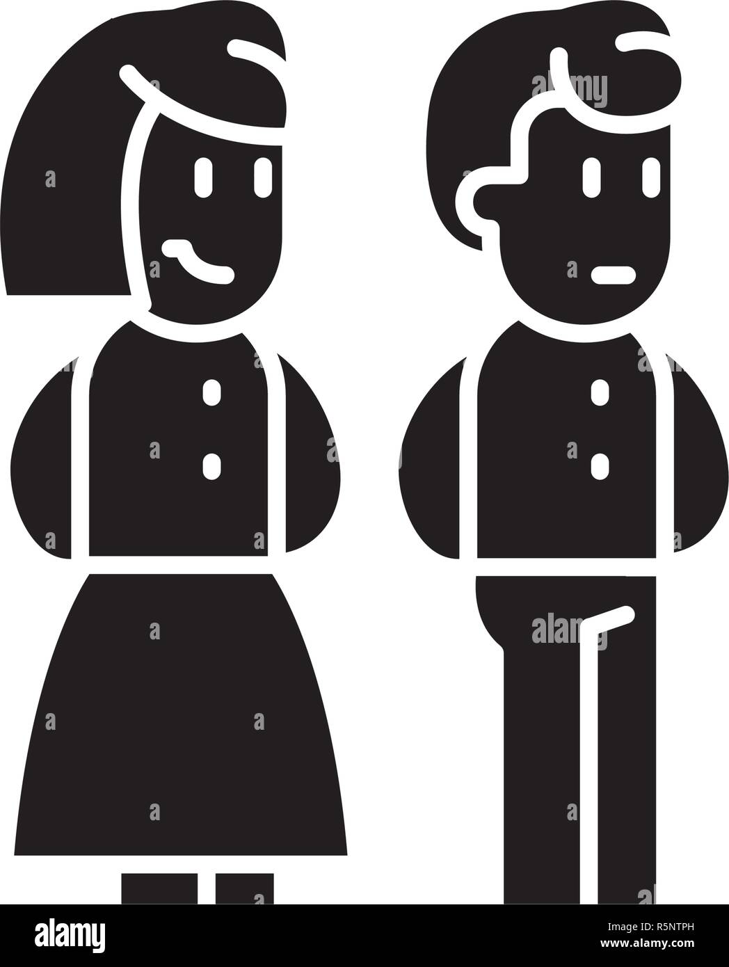 Ehepaar schwarze Symbol, Vektor Zeichen auf isolierten Hintergrund. Ehepaar Konzept Symbol, Abbildung Stock Vektor