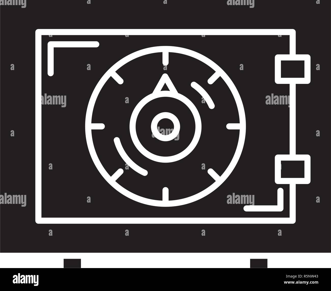 Bank Geld sicher schwarze Symbol, Vektor Zeichen auf isolierten Hintergrund. Bank Geld sicher Konzept Symbol, Abbildung Stock Vektor