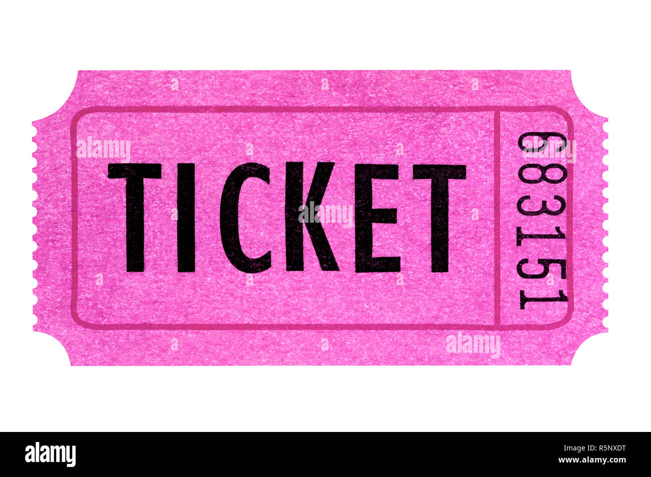Rosa ticket isoliert weißer Hintergrund. Stockfoto