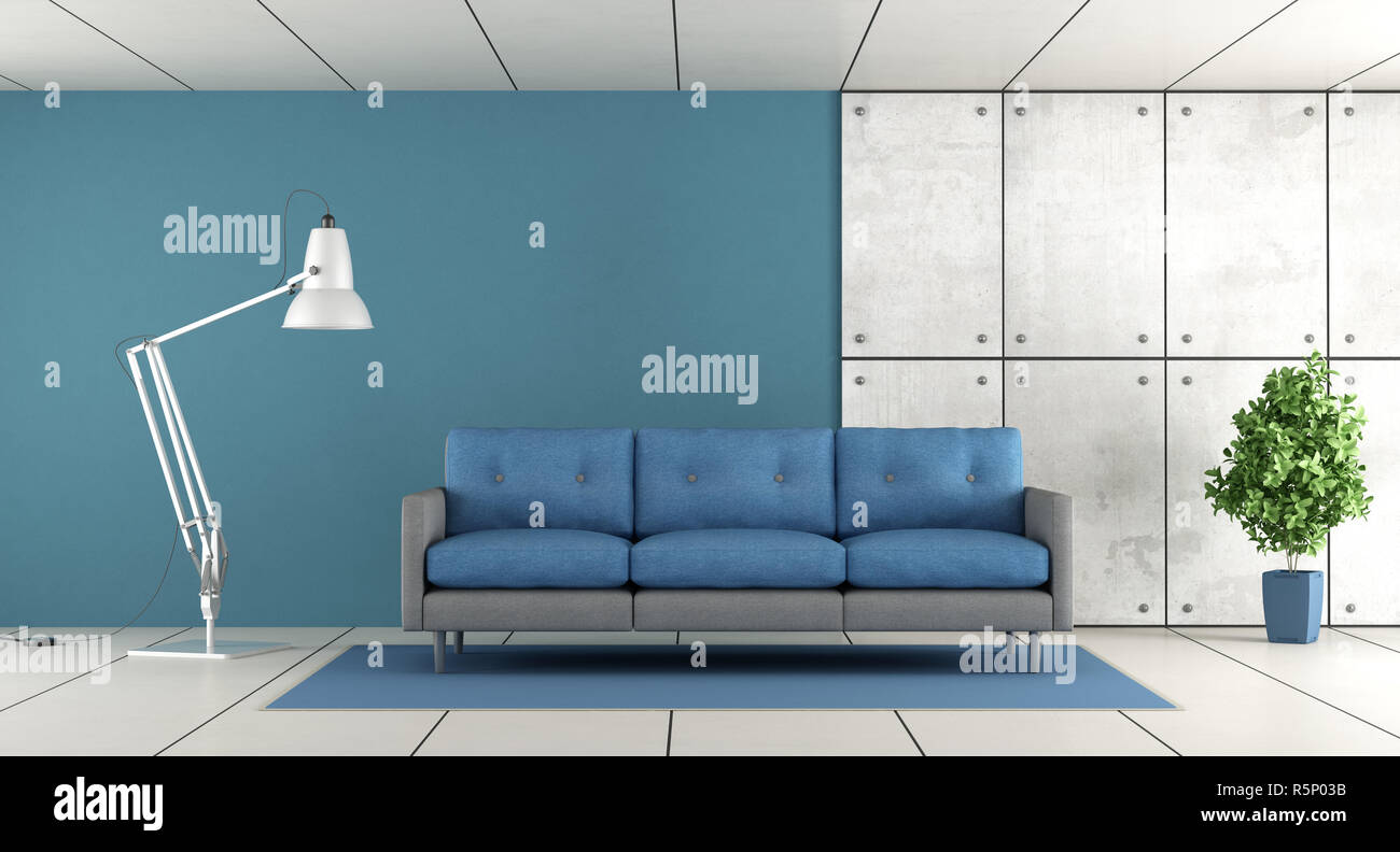 Blue modernes Wohnzimmer Stockfoto