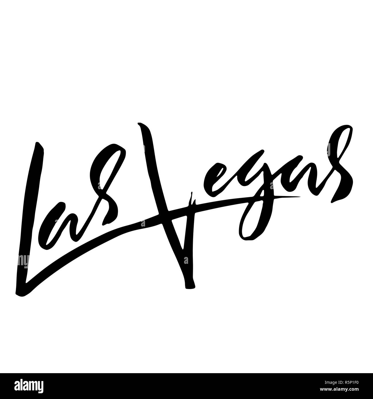 Las Vegas, USA. Typografie trockenen Pinsel Schriftzug Design. Hand gezeichnet Kalligraphie Poster. Vector Illustration. Stock Vektor