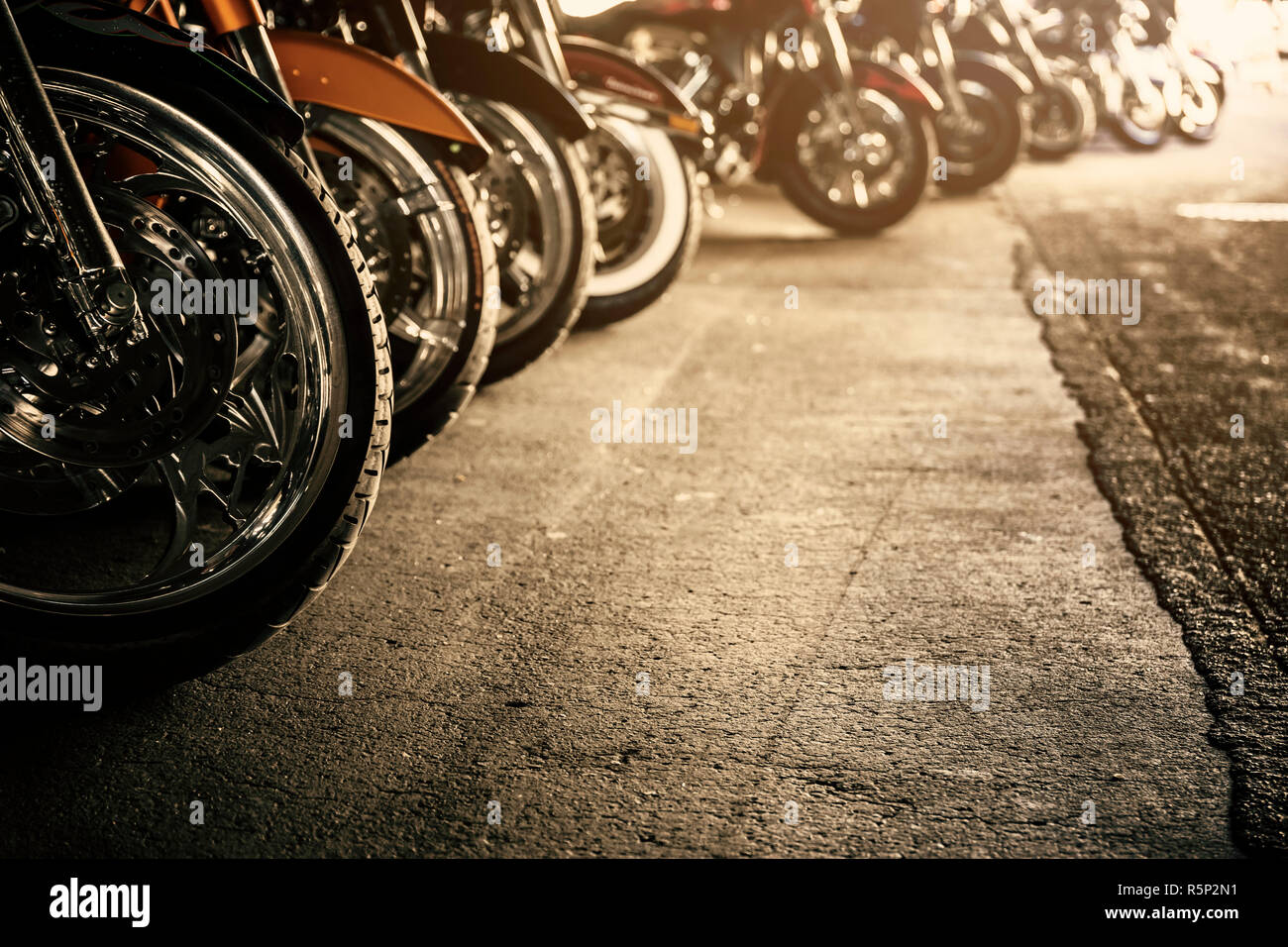 Motorräder in Folge Stockfoto