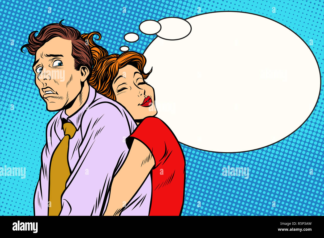 Paar liebevolle Frau und verwirrt Mann Stockfoto
