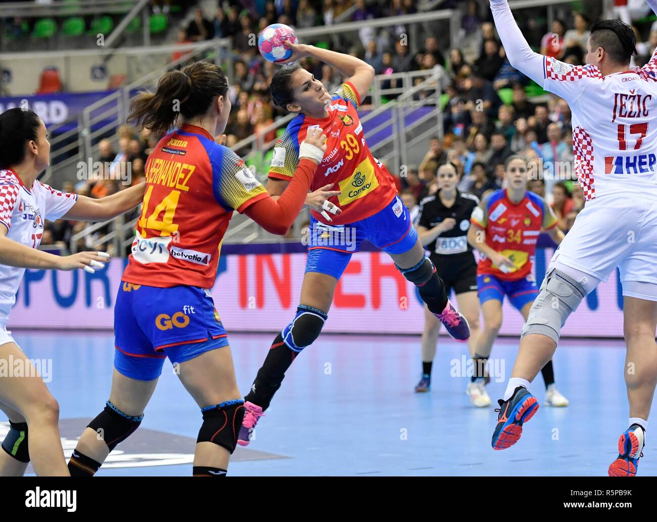 01-12-2018 Handball: 13. der Frauen HANDBALL WM: SPANIEN - KROATIEN: montbeliard Almudena Rodriguez Rodriguez Credit: Soenar Chamid/LBA/Alamy leben Nachrichten Stockfoto