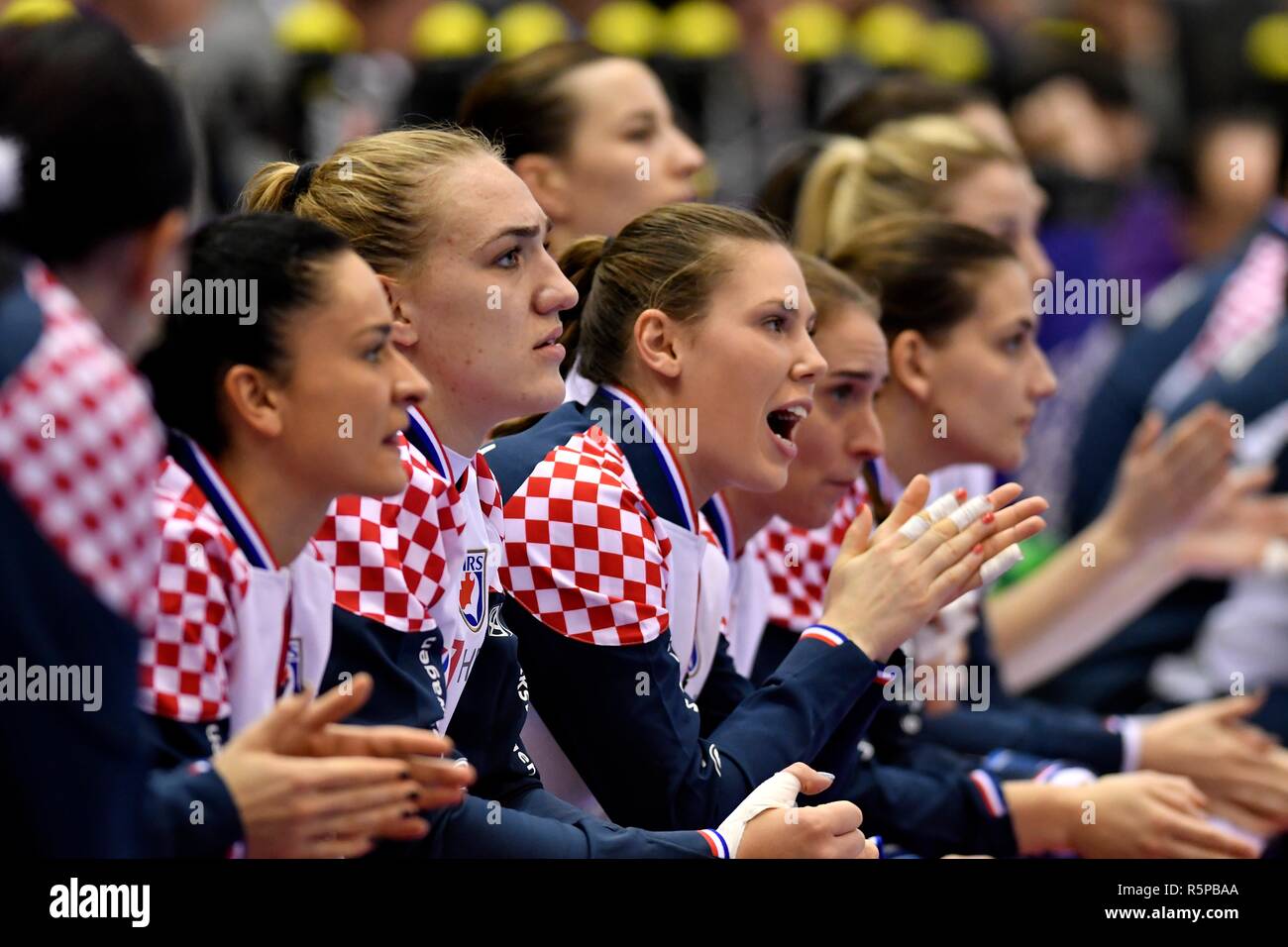 01-12-2018 Handball: 13. der Frauen HANDBALL WM: SPANIEN - KROATIEN: montbeliard Kroatien Quelle: Soenar Chamid/LBA/Alamy leben Nachrichten Stockfoto