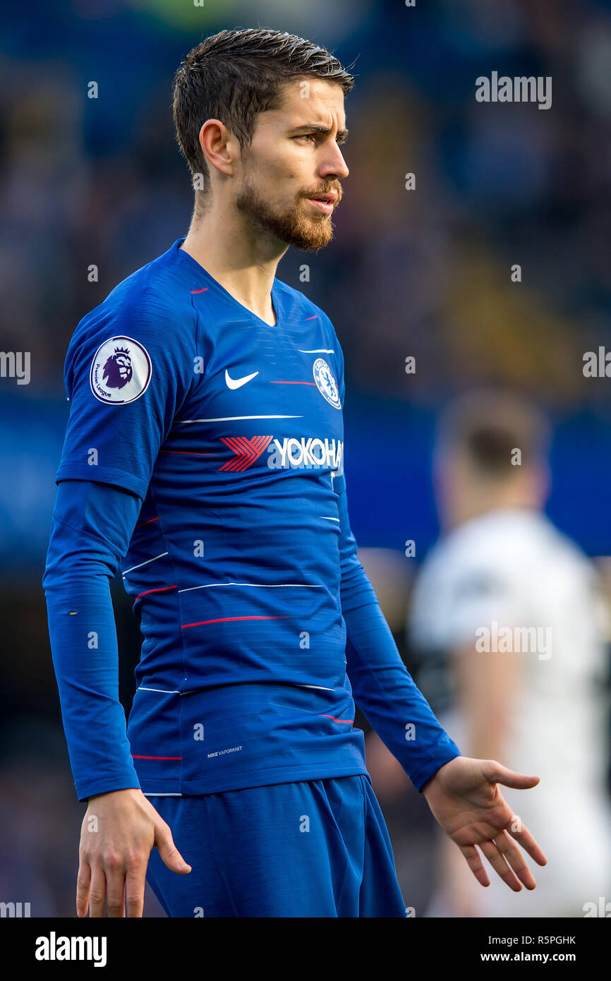 London, Großbritannien. 2. Dez 2018. Jorginho von Chelsea in der Premier League zwischen Chelsea und Fulham an der Stamford Bridge, London, England am 2. Dezember 2018. Foto von salvio Calabrese. Credit: THX Images/Alamy leben Nachrichten Stockfoto