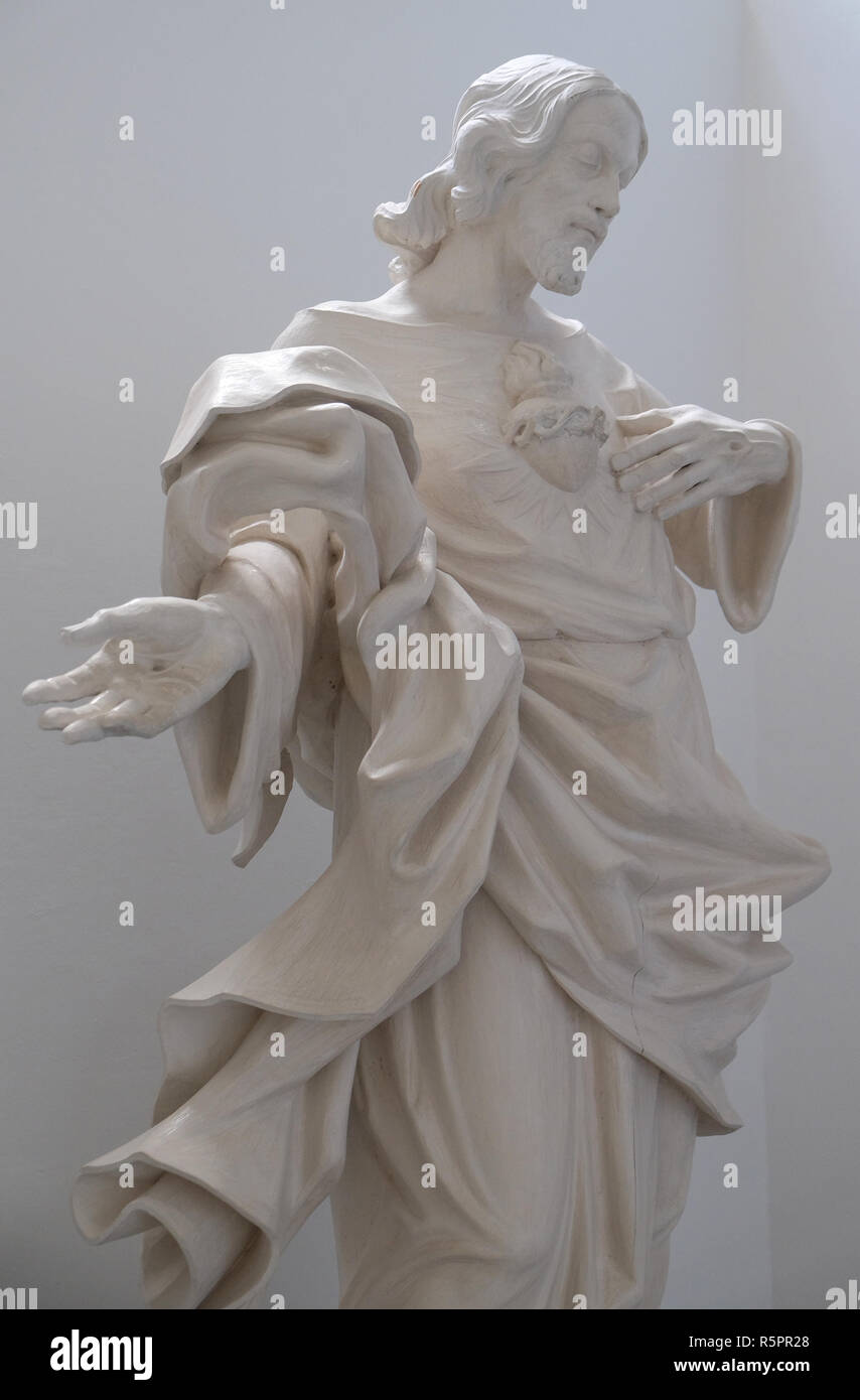 Herz-jesu-Statue, die in der Basilika von St. Martin und Oswald in Weingarten, Deutschland Stockfoto