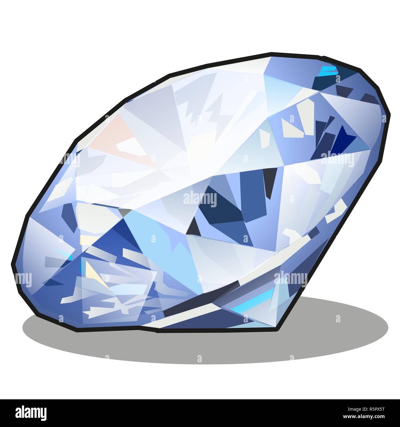 Diamant blaue Farbe auf weißem Hintergrund. Vektor cartoon Close-up  Abbildung Stock-Vektorgrafik - Alamy