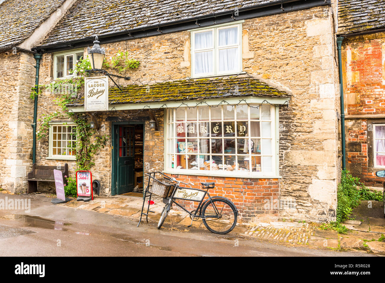 Die Bäckerei in Lacock Lacock Dorf, Wiltshire. Stockfoto