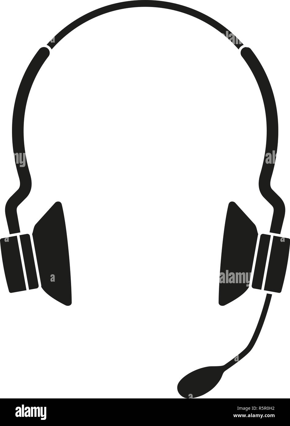 Schwarze und weiße Wireless Headset Silhouette Stock Vektor