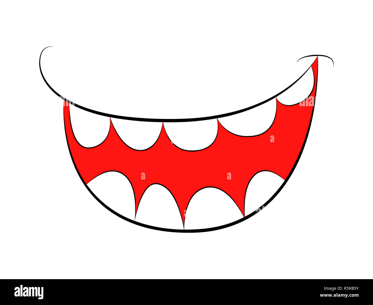 Cartoon Lacheln Mund Lippen Und Zahne Vector Illustration Auf Weissem Hintergrund Stockfotografie Alamy