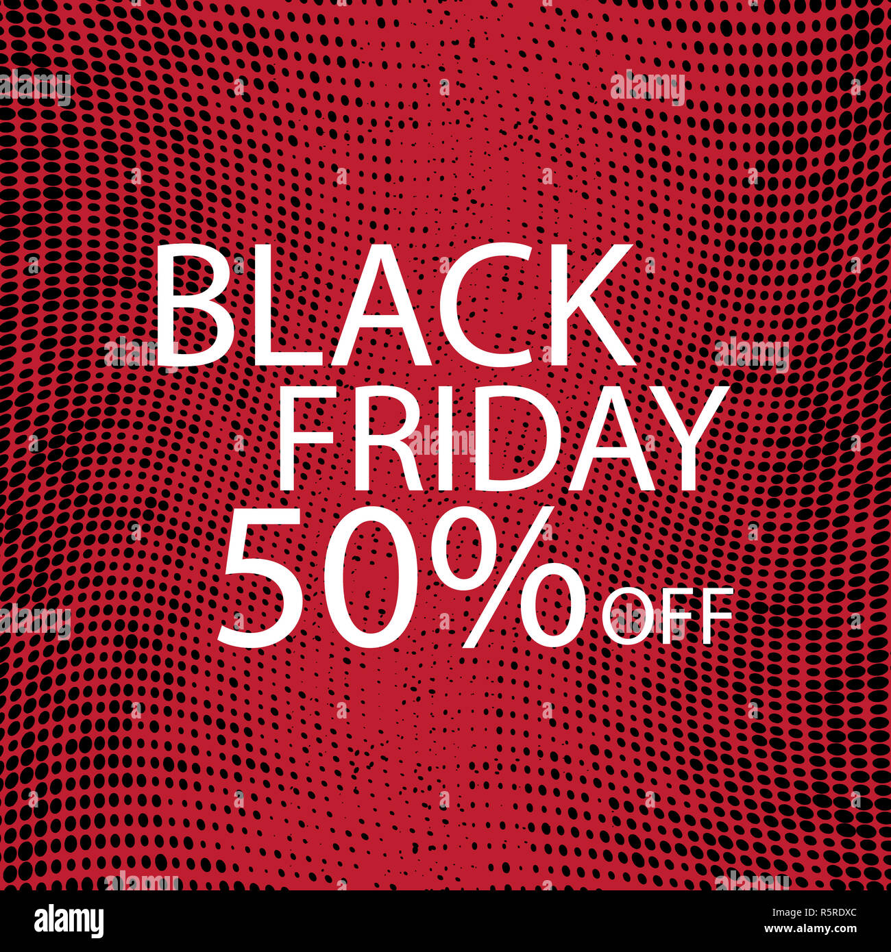 Schwarzer Freitag schwarze Punkte auf rotem Hintergrund. Stockfoto