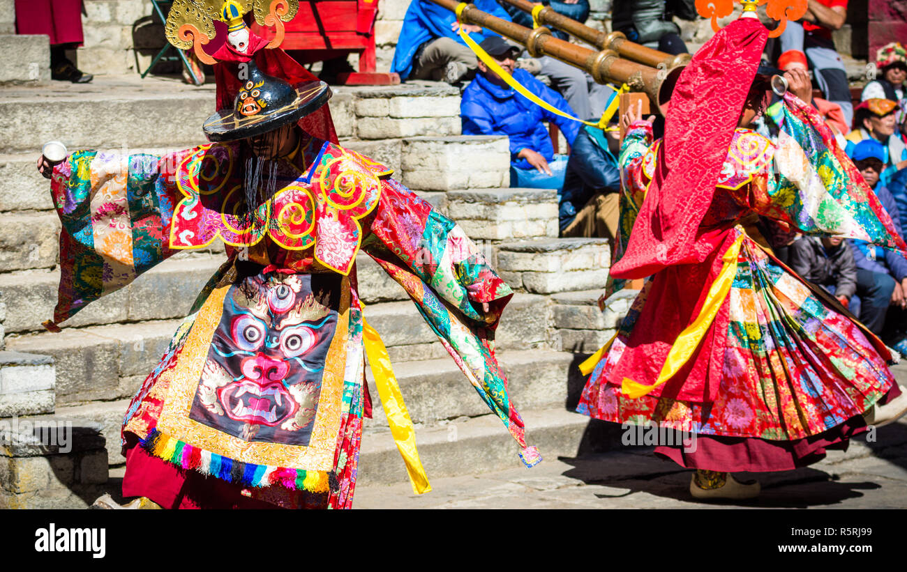 Ser Kyem Tanz an Mani Rimdu Festival, Tengboche Kloster, Nepal Stockfoto
