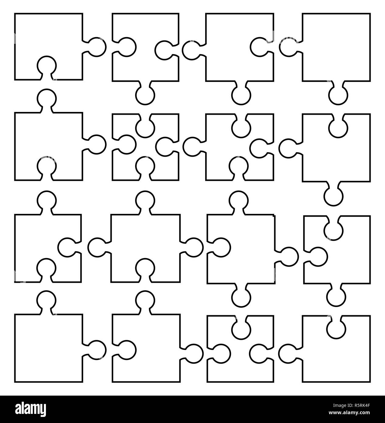 Black white jigsaw puzzle outline Ausgeschnittene Stockfotos und -bilder -  Alamy