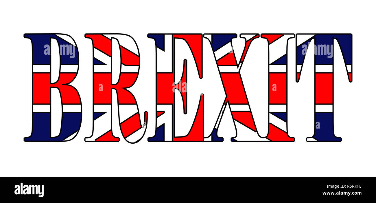 Brexit text Britische Flagge Vektor symbol Icon Design. Schöne Abbildung auf weißem Hintergrund Stockfoto