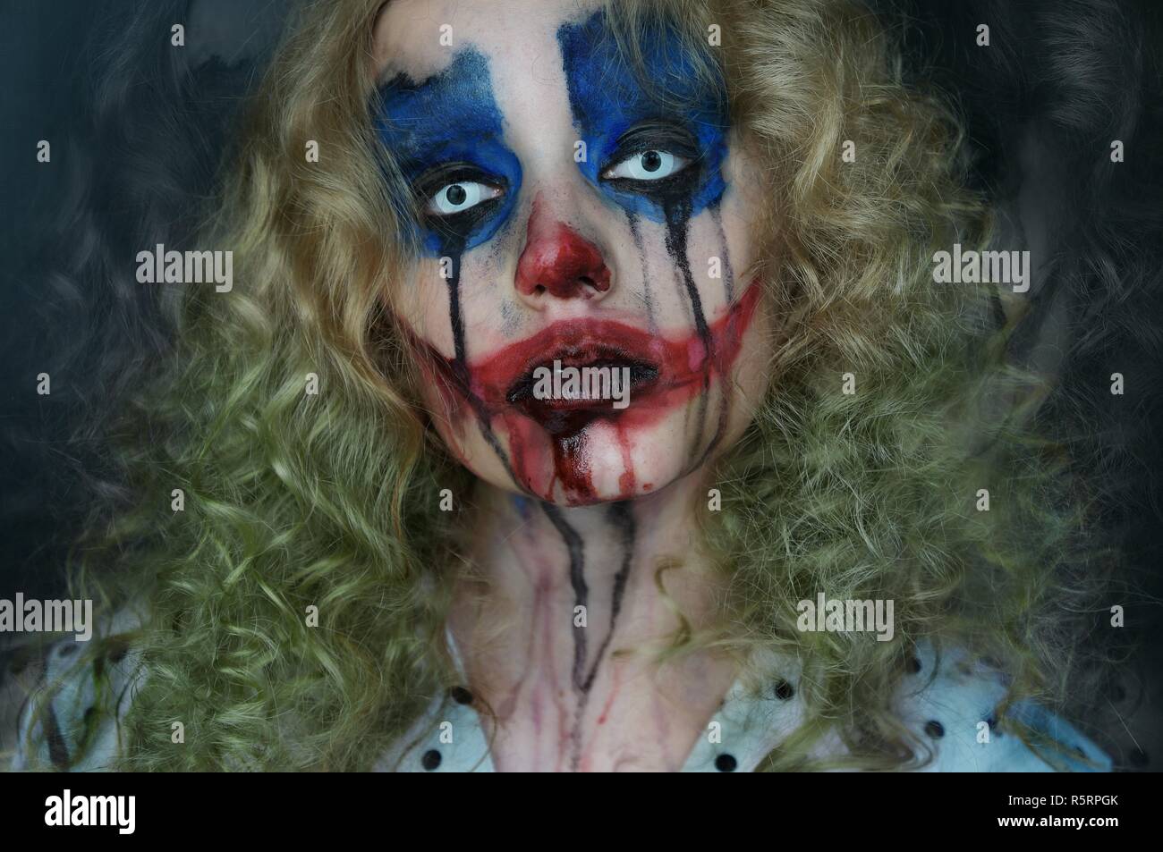 Horror clown sfx Make-up Stockfoto