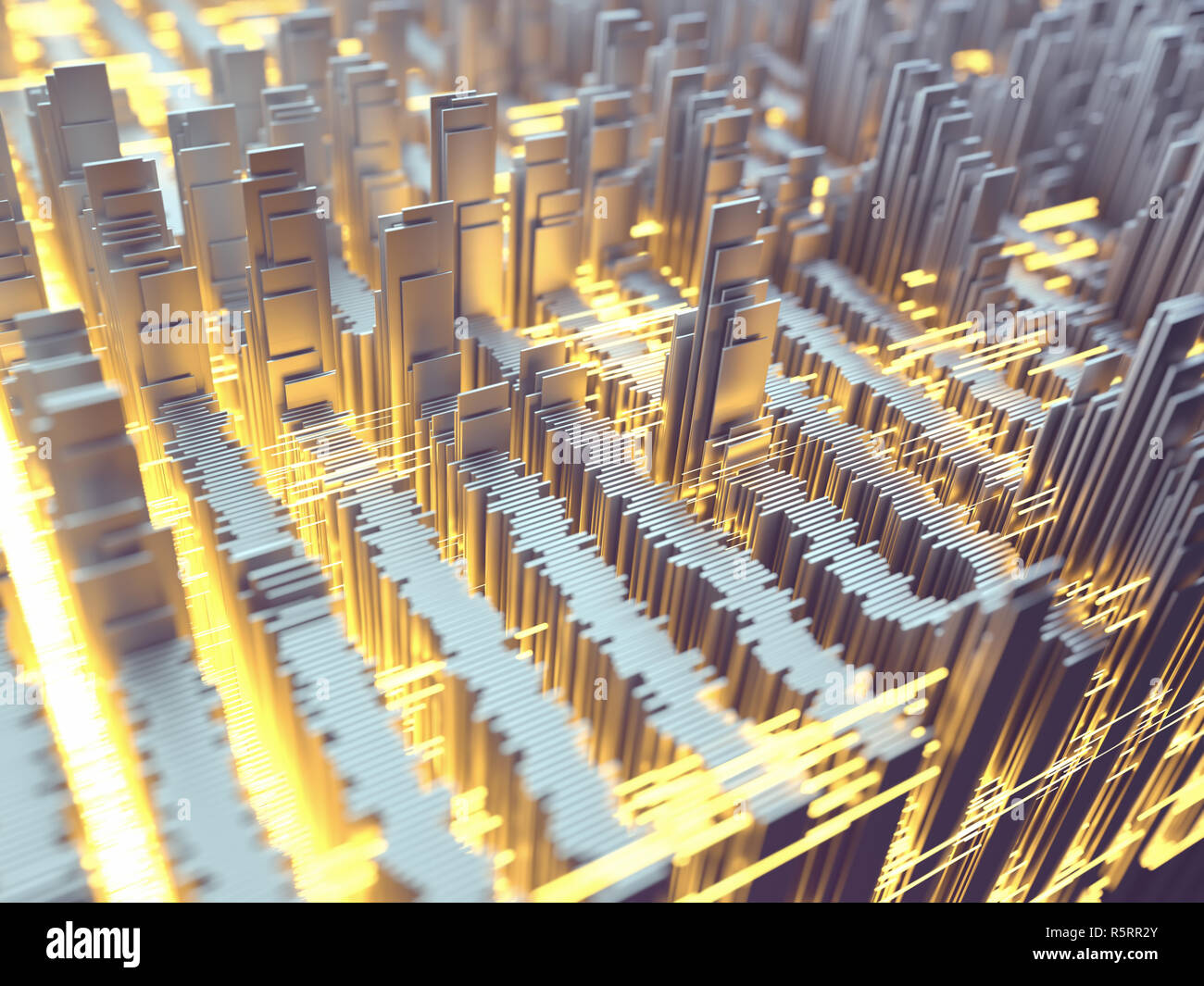 Abstraktes Bild von geometrischen Formen und Linien. Konzept der saubere und erneuerbare elektrische Energie. Stockfoto