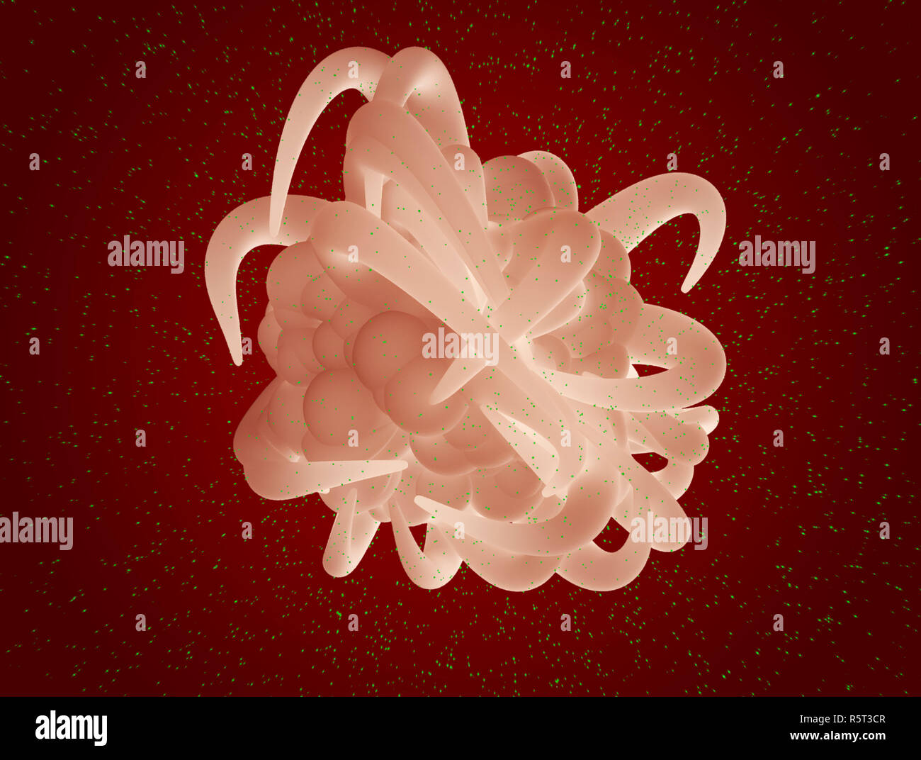 Virus Angriff auf einen T-Lymphozyten. HIV-Infektion und Aids Konzept, 3D-Rendering Stockfoto