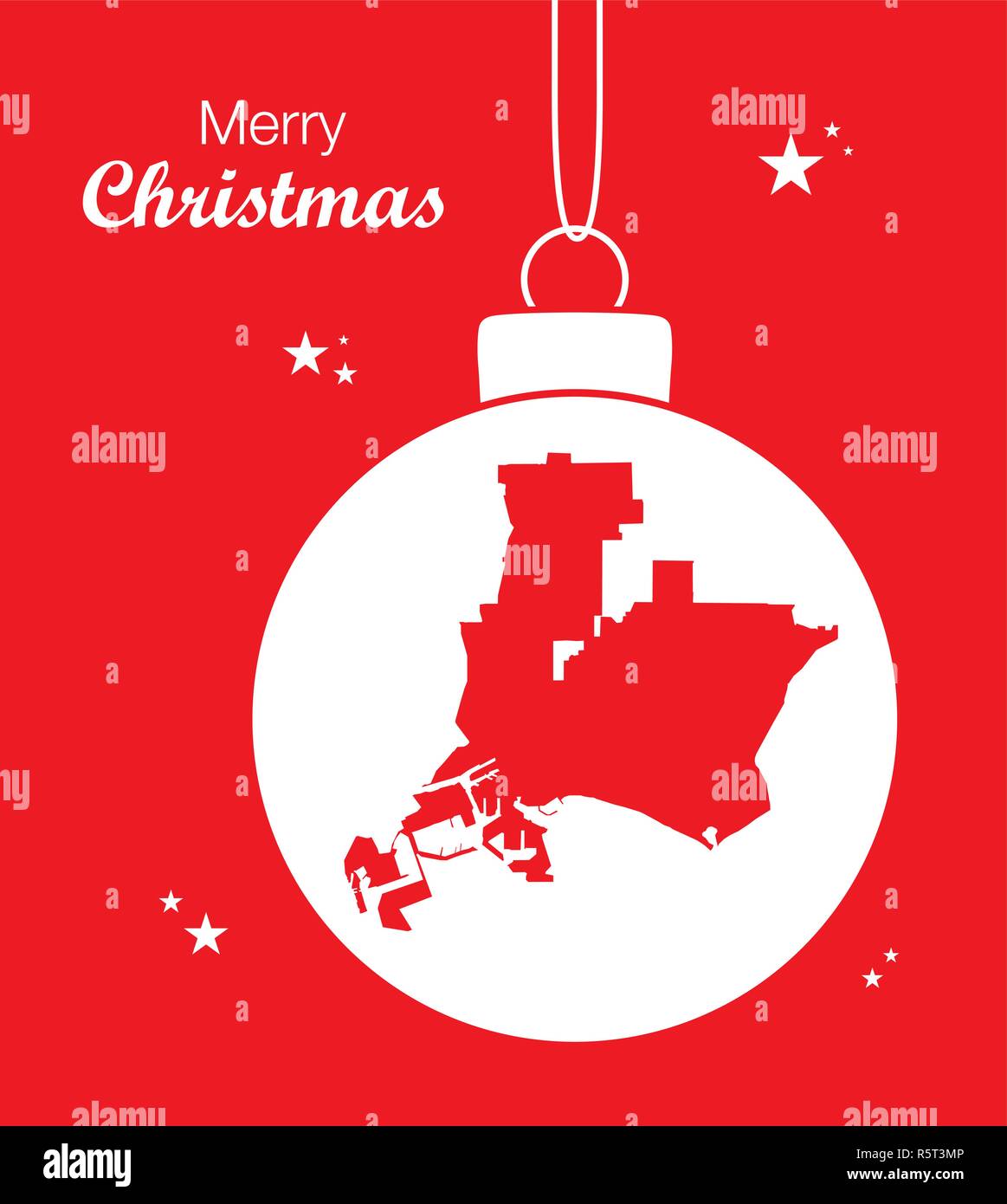 Frohe Weihnachten Abbildung Thema mit Karte von Long Beach Kalifornien Stock Vektor