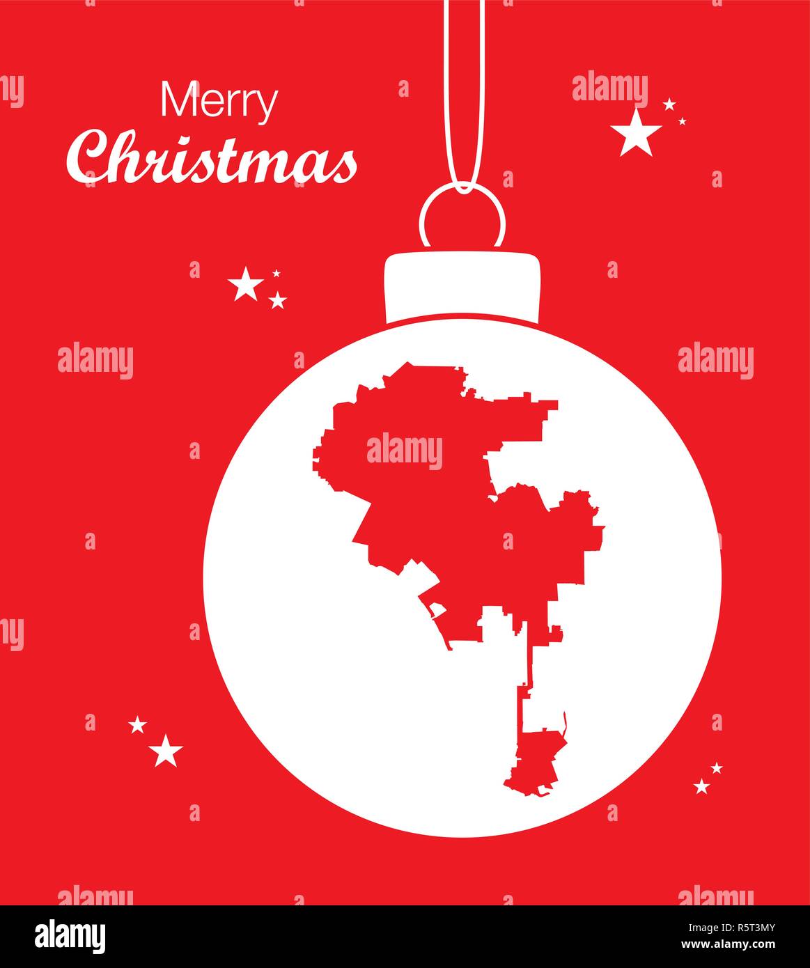 Frohe Weihnachten Abbildung Thema mit Karte von Los Angeles Stock Vektor