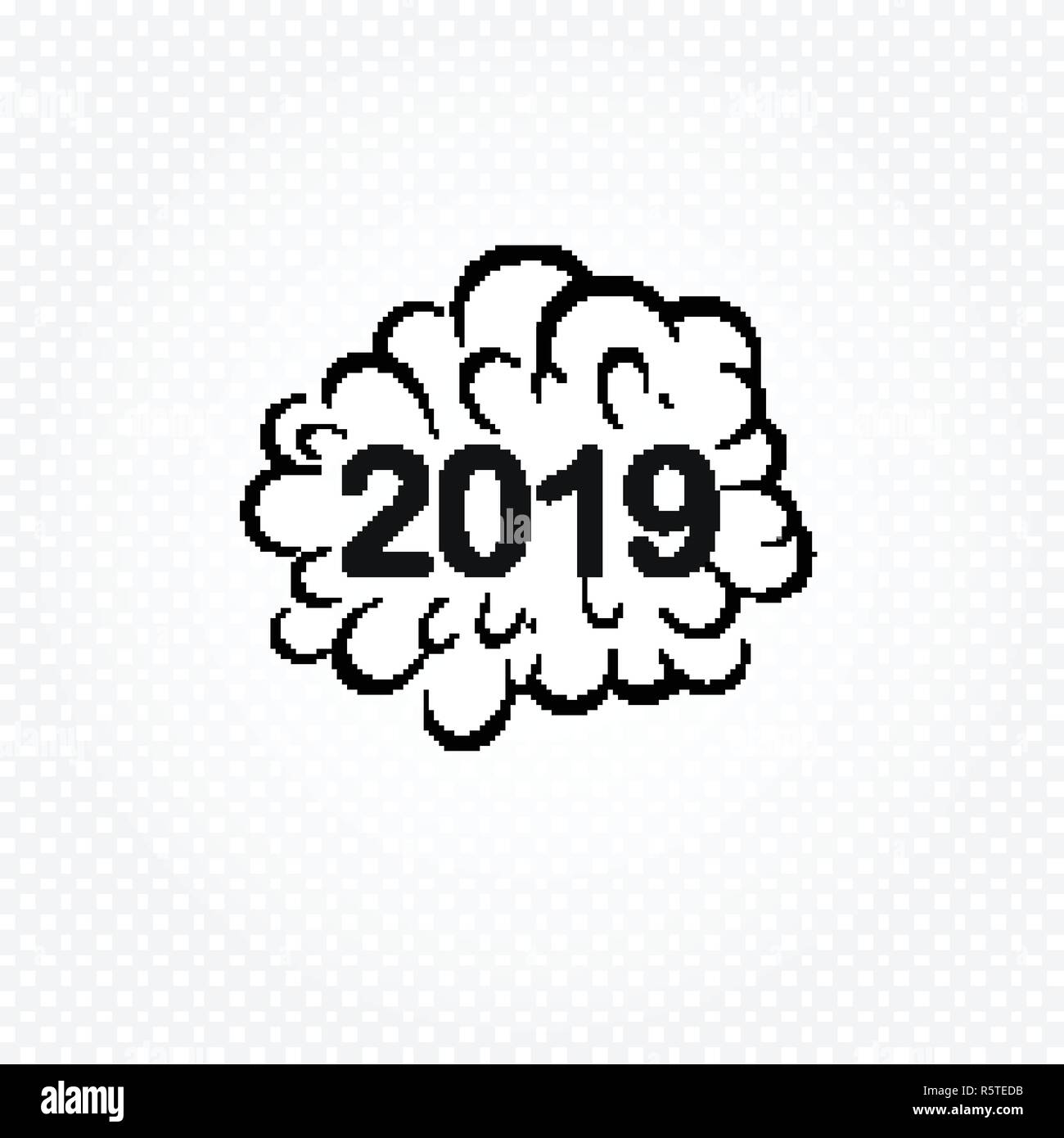 2019 Comic Sprechblase. Pop Art Design. Neues Jahr und Weihnachten lustig Comics design Element. Vector Illustration. Stock Vektor