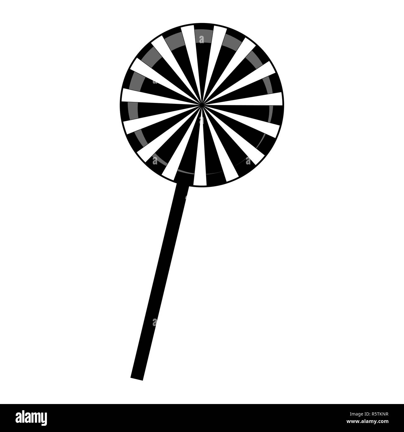 Weihnachten Gestreifte Lollipop Silhouette. Spirale Süßigkeiten mit schwarzen und weißen Streifen. Vector Illustration isoliert auf einem weißen Hintergrund. Stockfoto