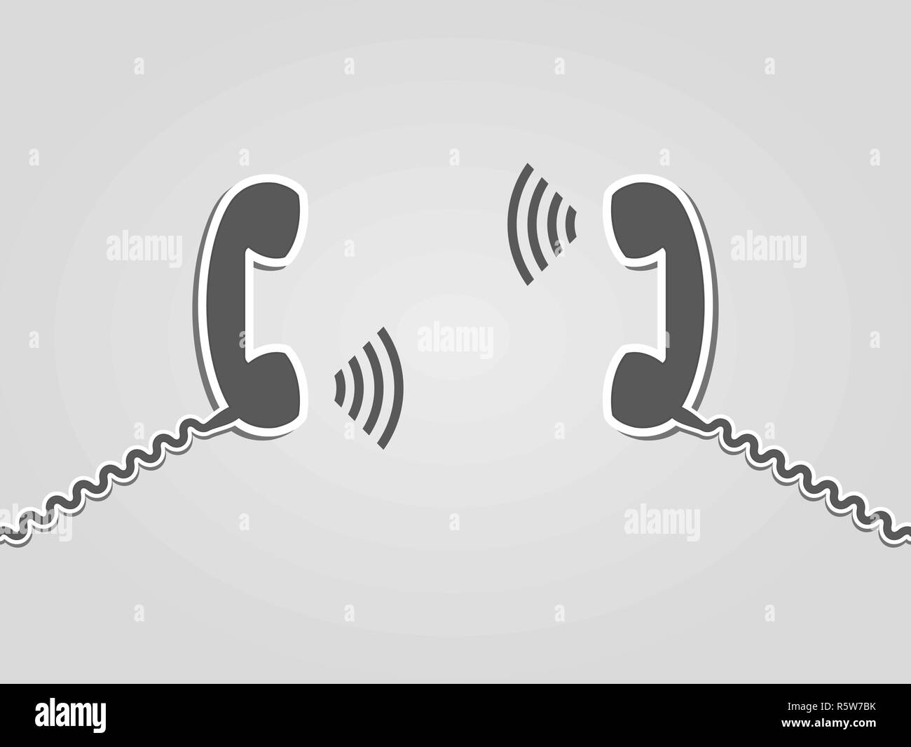 Zwei retro Telefon Empfänger kommunizieren. Kommunikationskonzept. Vector Illustration, flacher Stil. Stock Vektor