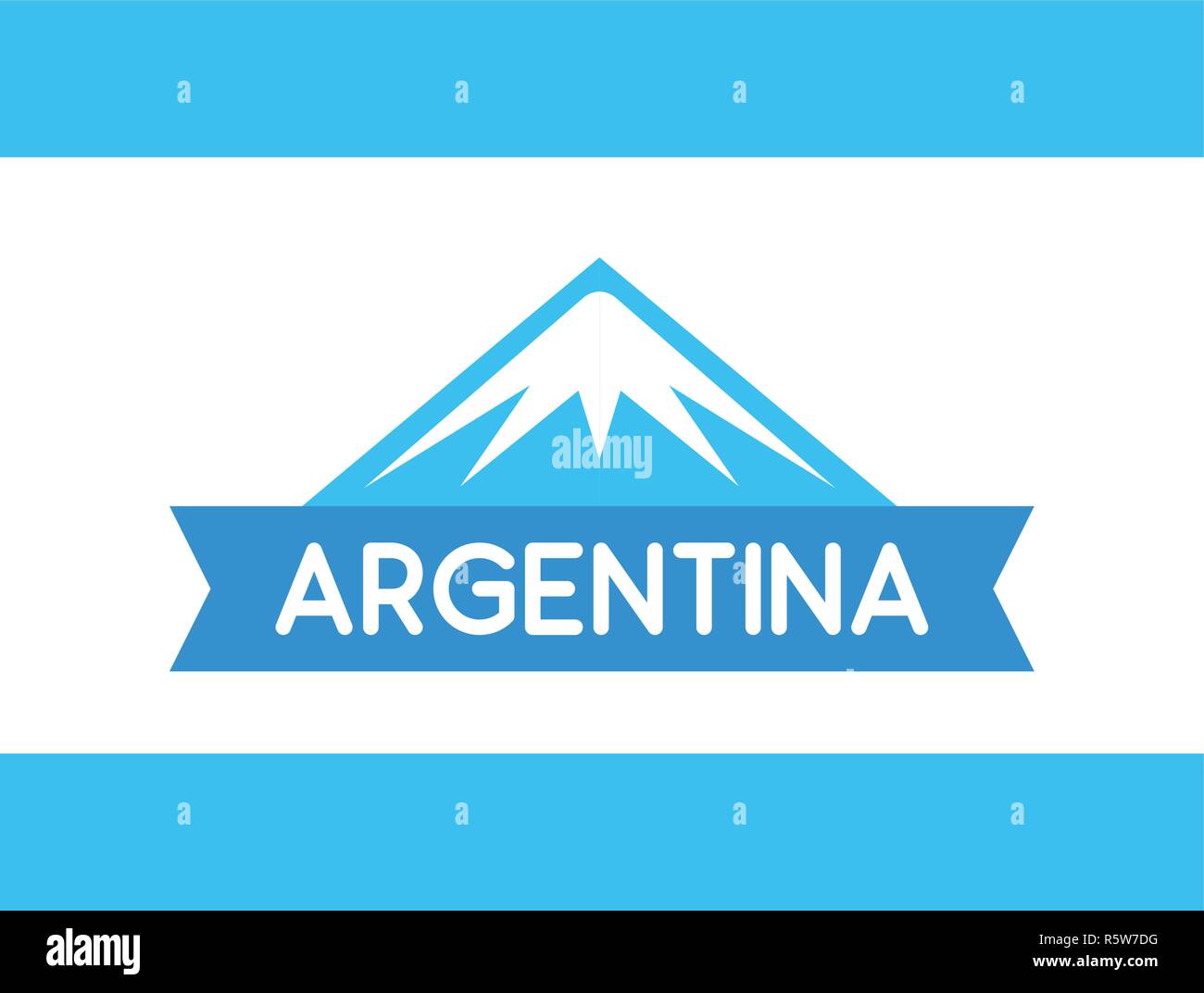 Logo der Berg mit Band und Beschriftung ein. Argentinischen Anden aus Südamerika, Vector Illustration auf Hintergrund wie die Flagge von Argentinien. Stock Vektor