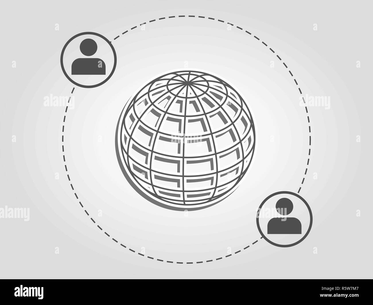 Zwei Personen aus den verschiedenen Teilen der Welt durch globale Kommunikation verbunden. Das Symbol für die Menschen rund um den Globus. Gespräch, Global Connection Stock Vektor