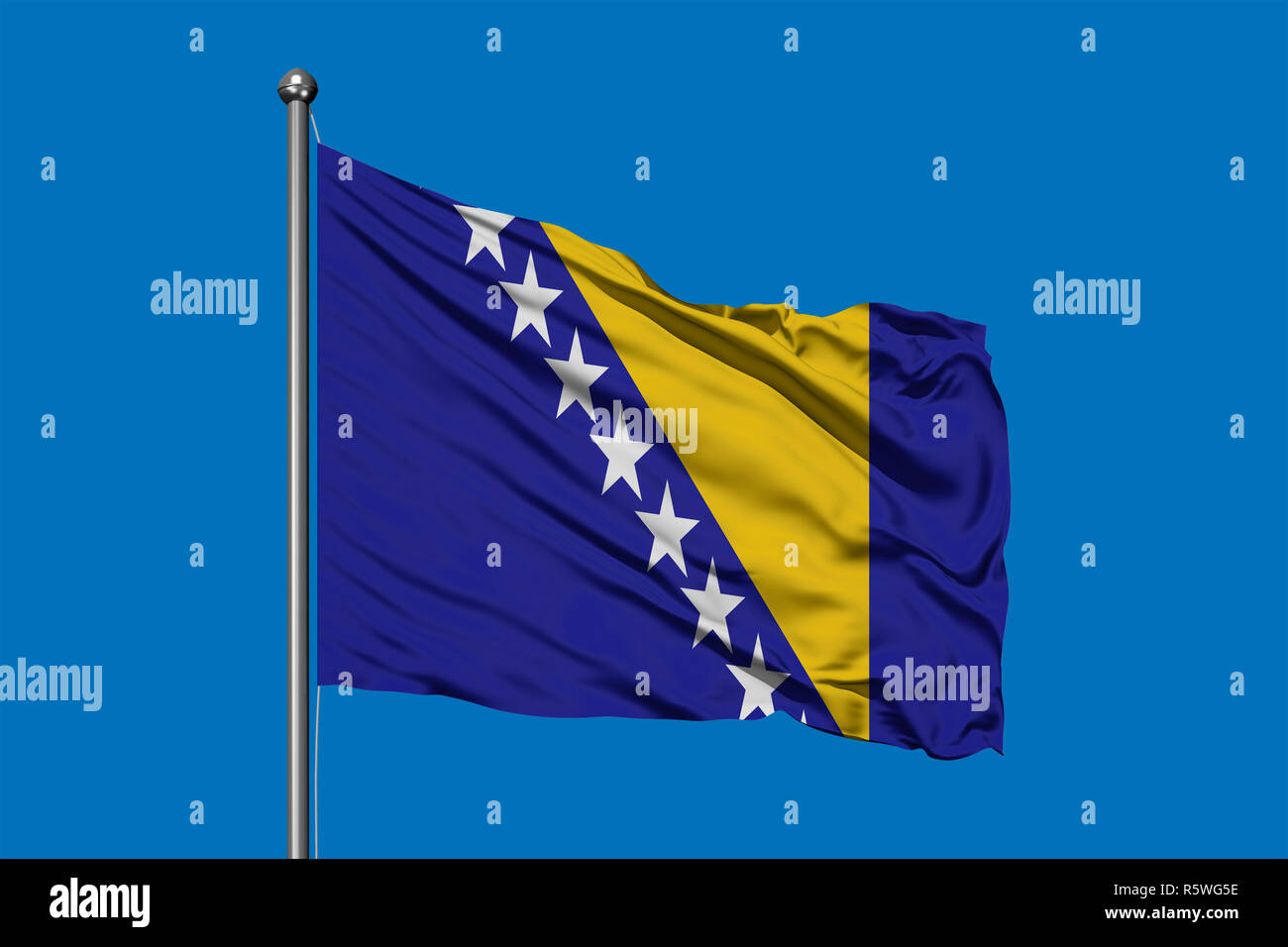 Winkende flagge von bosnien und herzegowina. winkende flagge von
