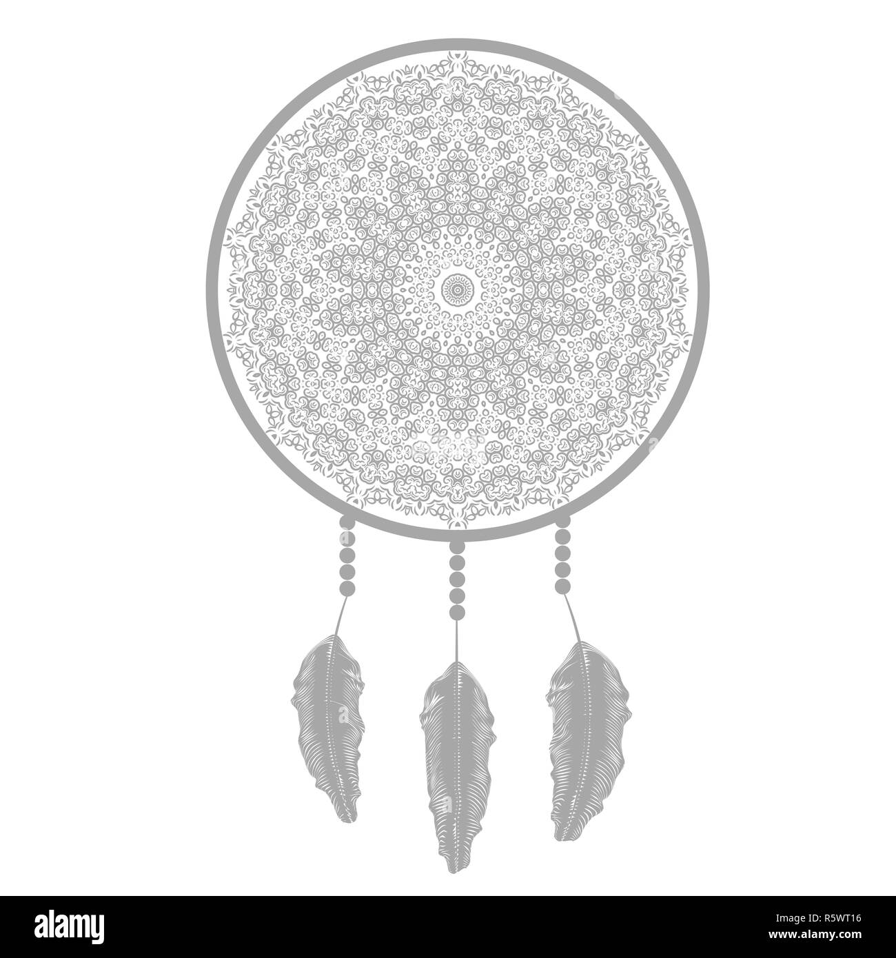 Dream Catcher Silhouette mit Federn Stockfoto