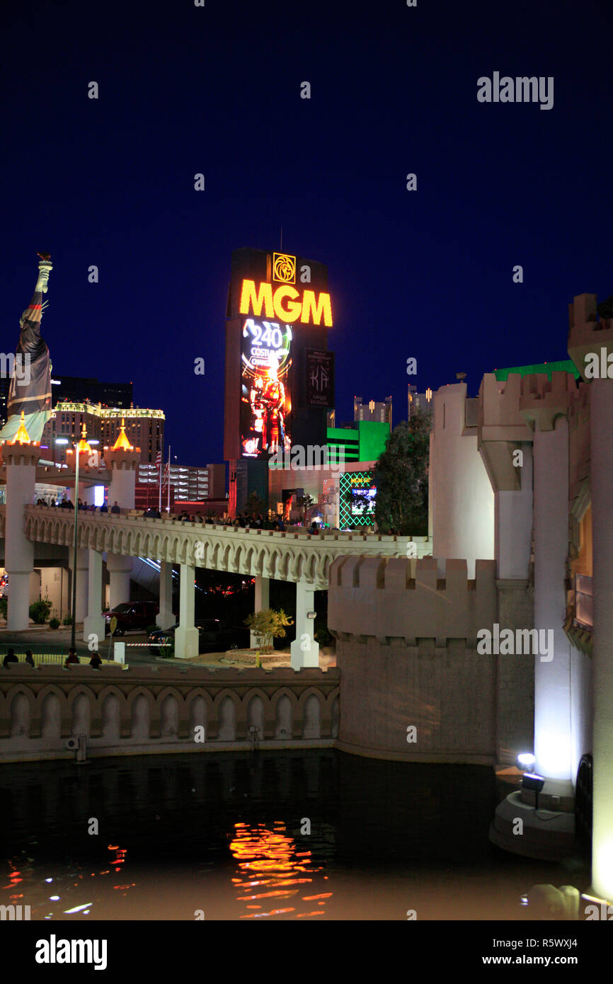 MGM Grand Hotel in der Nacht in Las Vegas, Nevada Stockfoto
