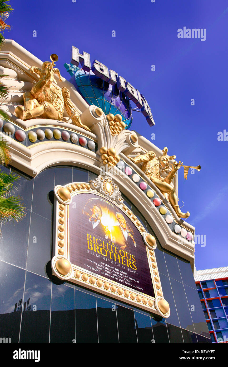 Werbung für die Ritious Brüder das Harrah's Hotel und Casino in Las Vegas, Nevada Stockfoto