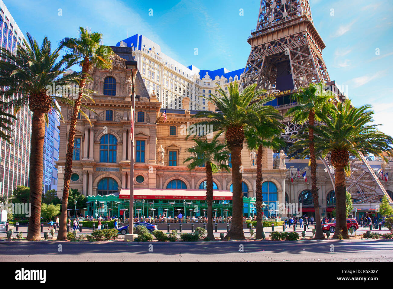 Das Mon Ami Gabi Bistro Restaurant auf dem Strip in Paris, Las Vegas, Nevada Stockfoto
