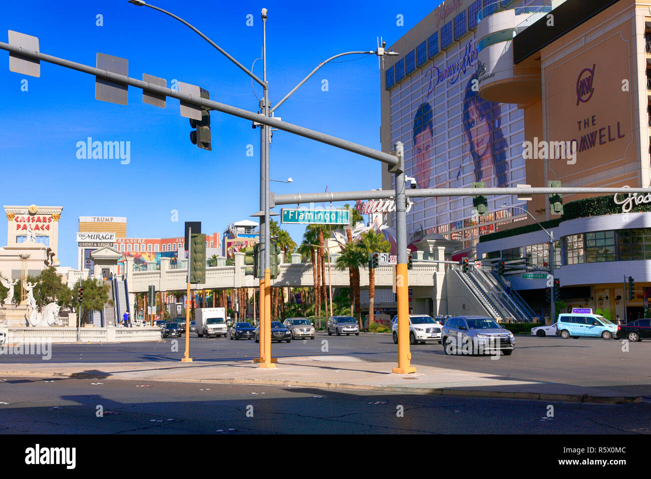 Caesars Palace Laufwerk overhead Straßenschild in Las Vegas, Nevada Stockfoto