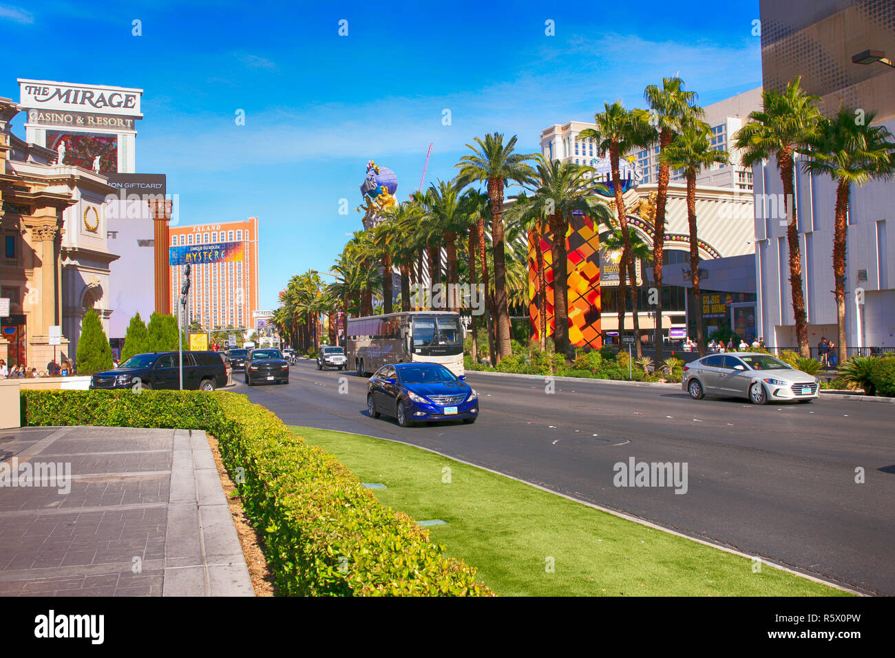 S Las Vegas Blvd und der Mirage Hotel in Las Vegas, Nevada Stockfoto