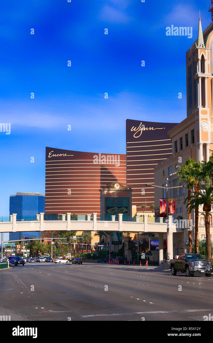 Das Wynn Hotel und Casino und Encore Hotel am S Las Vegas Blvd (Strip) in Las Vegas, Nevada Stockfoto